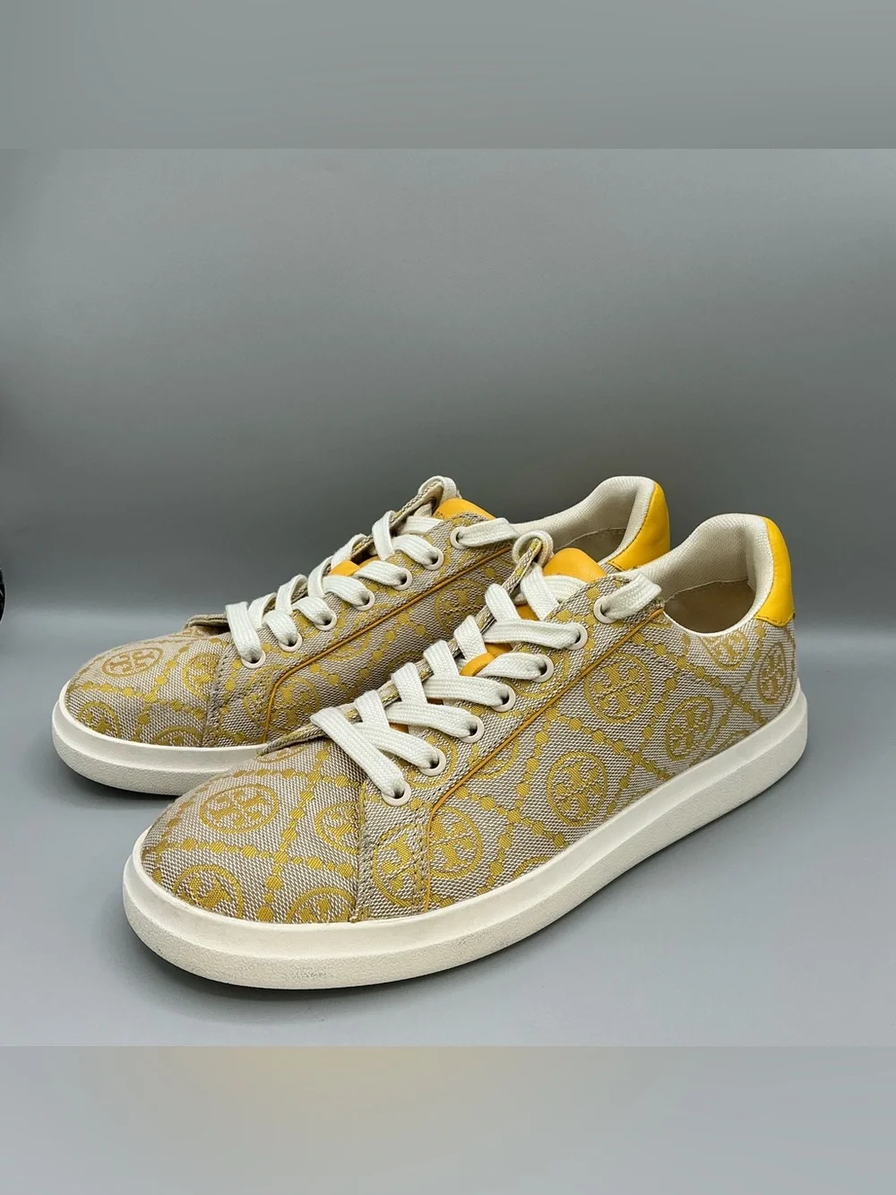 Tory Burch Howell T Monogram Goldfinch Yellow Low Top Sneakers